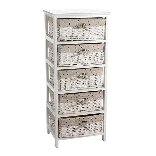 Ξύλινη Συρταριέρα Λευκή 5 Συρτάρια 42x32x100