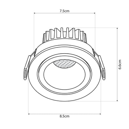 LEO KLV-101-0312 Χωνευτό Κινούμενο Φωτιστικό Downlight Σποτ με Honeycomb Anti-Glare Reflector LED 10W 1250lm 38° AC 220-240V IP20 Θερμό Λευκό 2700K - Bridgelux COB Chip & TÜV SÜD Driver - Λευκό & Μαύρο Ματ - Μ8.5 x Π8.5 x Υ6.6 / Q7.5εκ