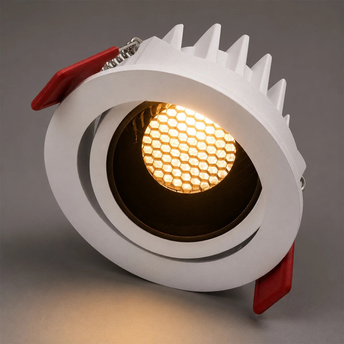 LEO KLV-101-0312 Χωνευτό Κινούμενο Φωτιστικό Downlight Σποτ με Honeycomb Anti-Glare Reflector LED 10W 1250lm 38° AC 220-240V IP20 Θερμό Λευκό 2700K - Bridgelux COB Chip & TÜV SÜD Driver - Λευκό & Μαύρο Ματ - Μ8.5 x Π8.5 x Υ6.6 / Q7.5εκ