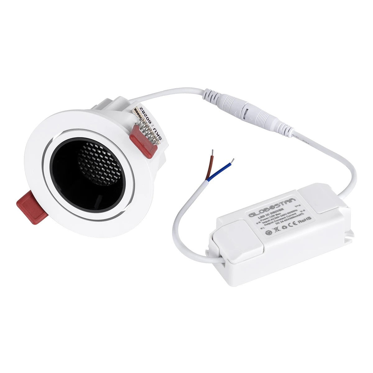 LEO KLV-101-0312 Χωνευτό Κινούμενο Φωτιστικό Downlight Σποτ με Honeycomb Anti-Glare Reflector LED 10W 1250lm 38° AC 220-240V IP20 Θερμό Λευκό 2700K - Bridgelux COB Chip & TÜV SÜD Driver - Λευκό & Μαύρο Ματ - Μ8.5 x Π8.5 x Υ6.6 / Q7.5εκ