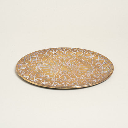 Πιατέλα Μεταλλική Χρυσό Αντικέ Ανάγλυφη 38εκ