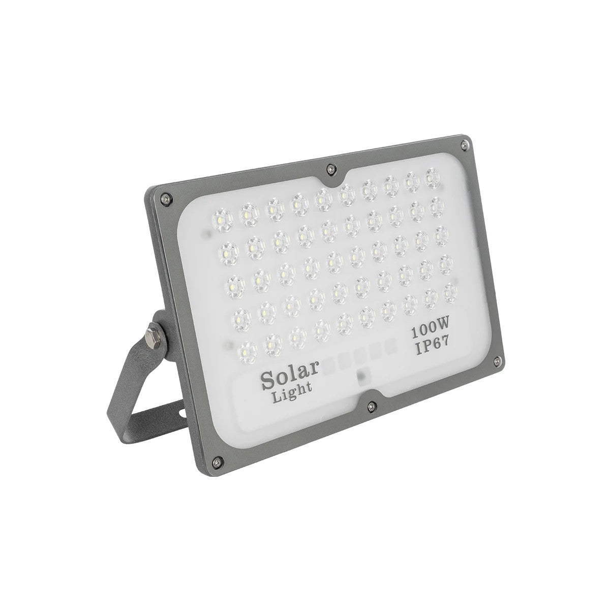 LUMOVOX 73067 Προβολέας LED 100W 5000lm 120° DC 5V με Φωτοβολταϊκό Panel 5V 8W & Επαναφορτιζόμενη Μπαταρία Li-ion 3.2V 5000mAh Αδιάβροχο IP67 Ψυχρό Λευκό 6000K - 120 x SMD2835 Sanan Chip - Γκρι Ανθρακί - Μ25 x Π5.5 x Υ17.5