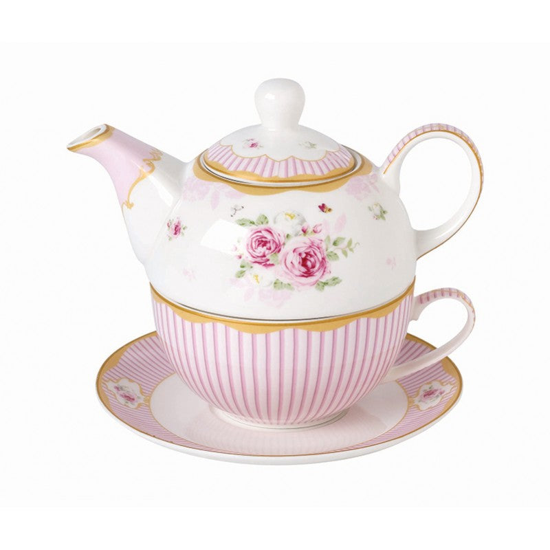 Σετ Φλιτζάνι Τσαγιού με Τσαγιέρα και Πιατάκι Πορσελάνης 3 Τεμ English Floral Flowers 14x17x15