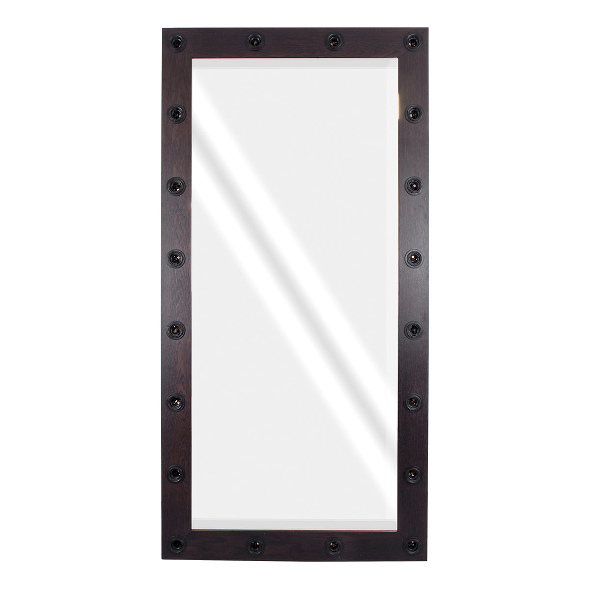MAKEUP MIRROR-160x80-2 Μοντέρνος Καθρέπτης Μακιγιάζ με Πλαίσιο Φυσικού Ξύλου με Διακόπτη On/Off 20 x E27 AC220-240V - Μ80 x Π7 x Υ160cm - Καφέ Wenge
