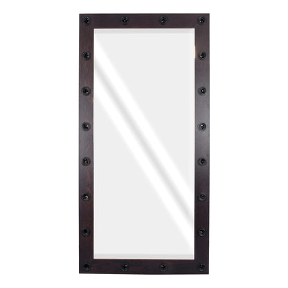 MAKEUP MIRROR-160x80-2 Μοντέρνος Καθρέπτης Μακιγιάζ με Πλαίσιο Φυσικού Ξύλου με Διακόπτη On/Off 20 x E27 AC220-240V - Μ80 x Π7 x Υ160cm - Καφέ Wenge