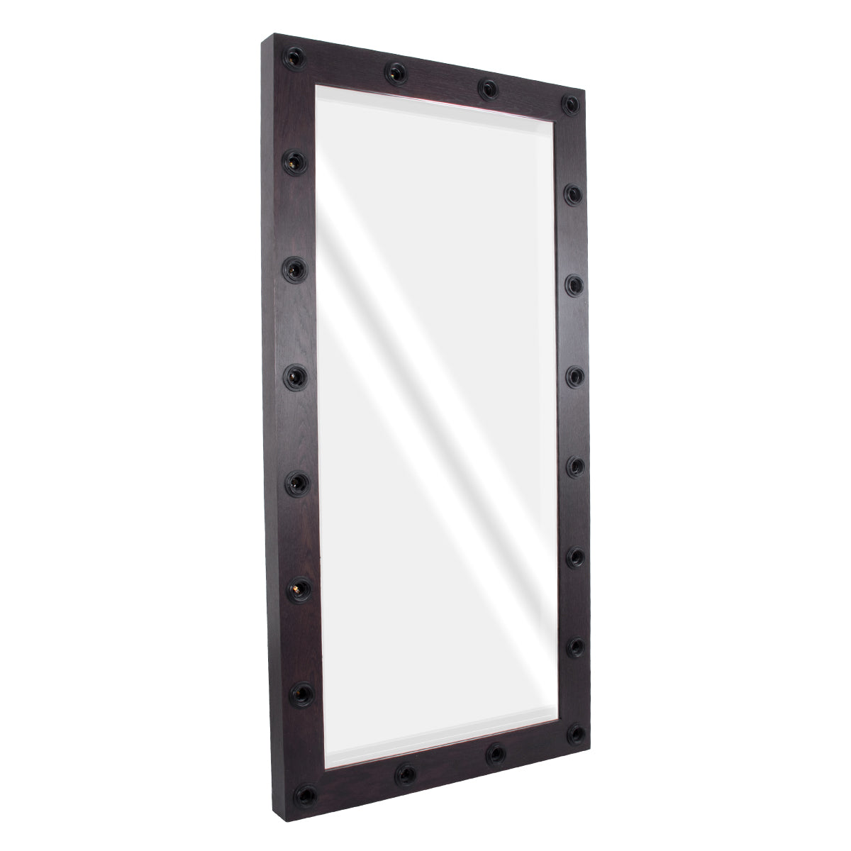 MAKEUP MIRROR-160x80-2 Μοντέρνος Καθρέπτης Μακιγιάζ με Πλαίσιο Φυσικού Ξύλου με Διακόπτη On/Off 20 x E27 AC220-240V - Μ80 x Π7 x Υ160cm - Καφέ Wenge