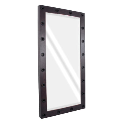 MAKEUP MIRROR-160x80-2 Μοντέρνος Καθρέπτης Μακιγιάζ με Πλαίσιο Φυσικού Ξύλου με Διακόπτη On/Off 20 x E27 AC220-240V - Μ80 x Π7 x Υ160cm - Καφέ Wenge