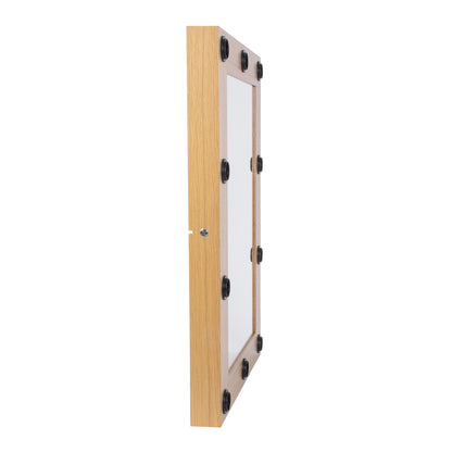 MAKEUP MIRROR-60x90-1 Μοντέρνος Καθρέπτης Μακιγιάζ με Πλαίσιο Φυσικού Ξύλου με Διακόπτη On/Off 10 x E27 AC220-240V - Μ60 x Π7 x Υ90cm - Μπεζ Δρυς
