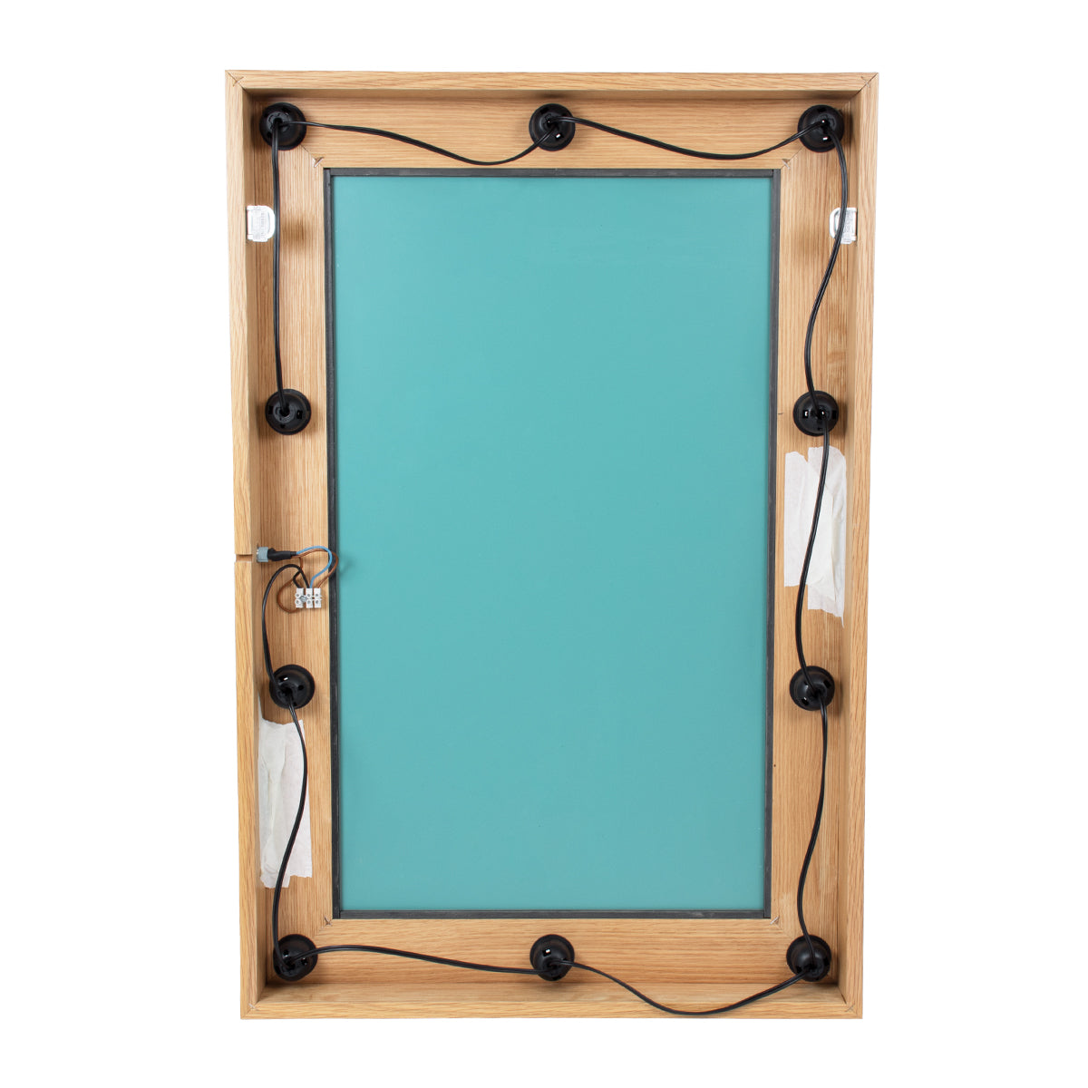MAKEUP MIRROR-60x90-1 Μοντέρνος Καθρέπτης Μακιγιάζ με Πλαίσιο Φυσικού Ξύλου με Διακόπτη On/Off 10 x E27 AC220-240V - Μ60 x Π7 x Υ90cm - Μπεζ Δρυς