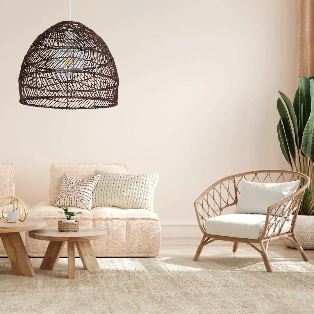MALIBU 00970 Boho Κρεμαστό Φωτιστικό Οροφής με Ντουί 1 x E27 AC 220-240V IP20 - Καφέ - Μ40 x Π40 x Υ35