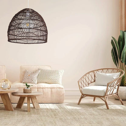 MALIBU 00970 Boho Κρεμαστό Φωτιστικό Οροφής με Ντουί 1 x E27 AC 220-240V IP20 - Καφέ - Μ40 x Π40 x Υ35