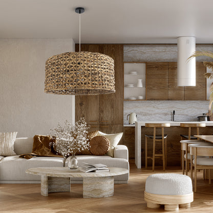 MANGATA 01849 Boho Κρεμαστό Φωτιστικό Οροφής με Ντουί 1 x E27 AC 220-240V IP20 - Καφέ - Μ60 x Π60 x Υ28
