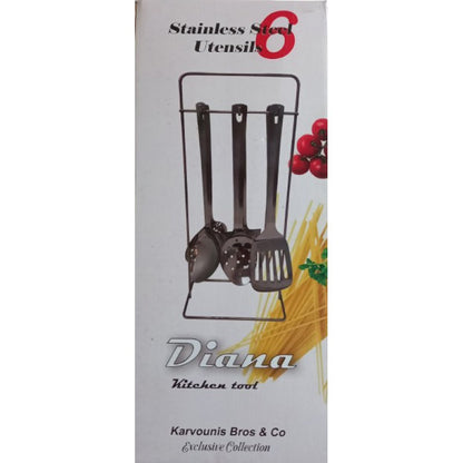 Σετ 6 Τεμ Κουτάλες Ανοξείδωτες με Ανοξείδωτη Βάση 45x19εκ