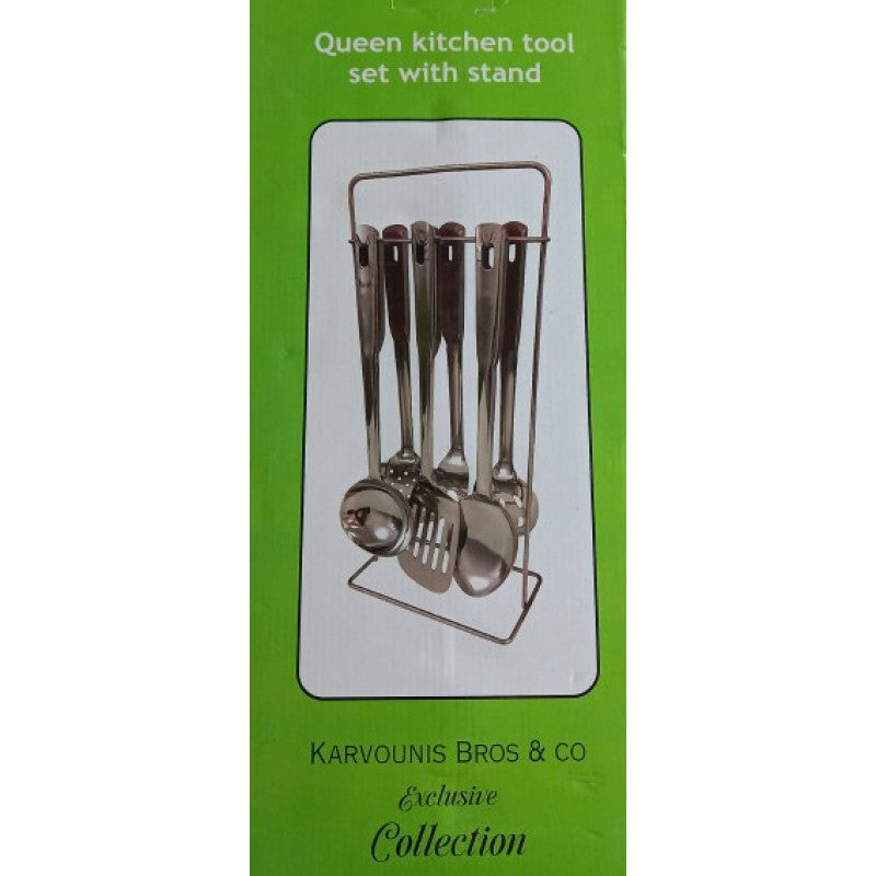 Σετ 6 Τεμ Κουτάλες Ανοξείδωτες με Ανοξείδωτη Βάση 31x15εκ