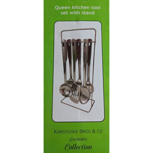 Σετ 6 Τεμ Κουτάλες Ανοξείδωτες με Ανοξείδωτη Βάση 31x15εκ