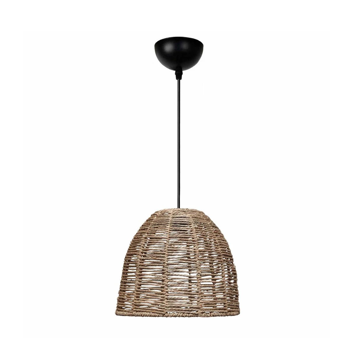 MEKA 204-0162 Boho Κρεμαστό Φωτιστικό Καμπάνα Μονόφωτο 1 x E27 IP20 Καφε Σχοινί - Μ31 x Π31 x Υ26cm