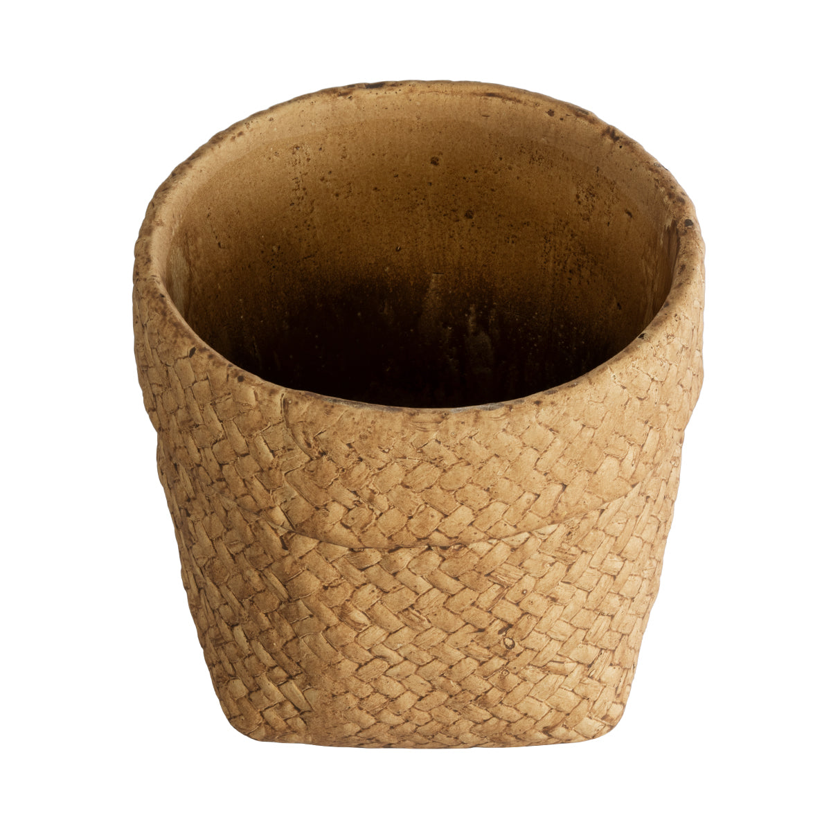 MENDOZA 20502 Διακοσμητικό Κεραμικό Κασπώ Γλάστρα - Flower Pot Καφέ Φ16.5 x Υ15.5cm