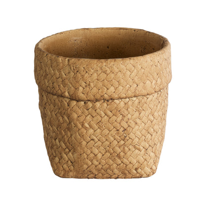 MENDOZA 20502 Διακοσμητικό Κεραμικό Κασπώ Γλάστρα - Flower Pot Καφέ Φ16.5 x Υ15.5cm