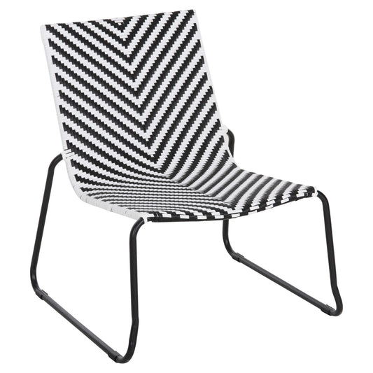 ΜΕΤΑΛΛΙΚΗ ΚΑΡΕΚΛΑ PONY ΜΑΥΡΟ & ΑΣΠΡΟ ΣΥΝΘ. RATTAN 66x68x75