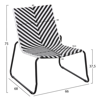 ΜΕΤΑΛΛΙΚΗ ΚΑΡΕΚΛΑ PONY ΜΑΥΡΟ & ΑΣΠΡΟ ΣΥΝΘ. RATTAN 66x68x75