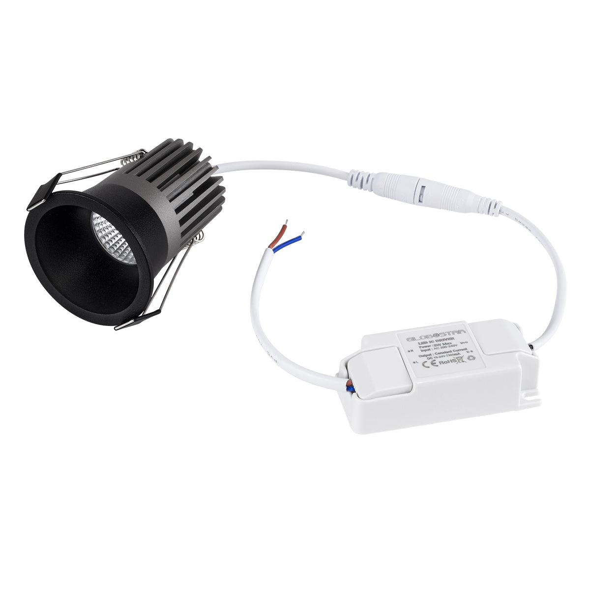 MICRO-B 60245 Χωνευτό LED Spot Downlight TrimLess Φ6cm 7W 875lm 38° AC 220-240V IP20 Φ6 x Υ7.8cm - Στρόγγυλο - Μαύρο - Θερμό Λευκό 2700K - Bridgelux COB