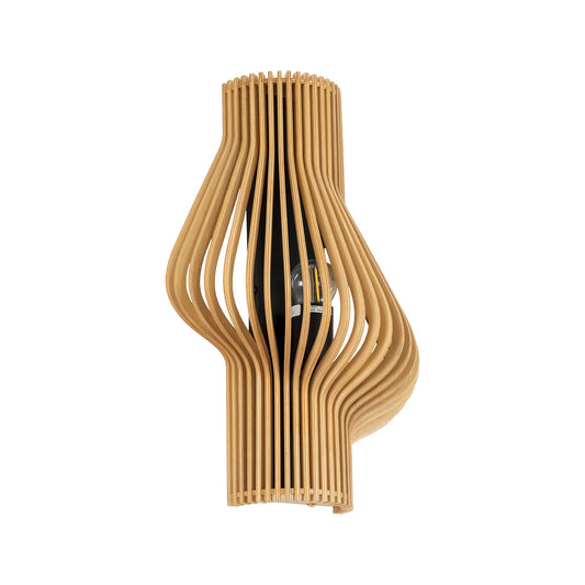 MIHIRO 02174 Boho Φωτιστικό Τοίχου - Απλίκα Μονόφωτο 1 x E27 AC 220-240V IP20 - Μ25 x Π13 x Υ40cm - Καφέ Ξύλινο Πλέγμα