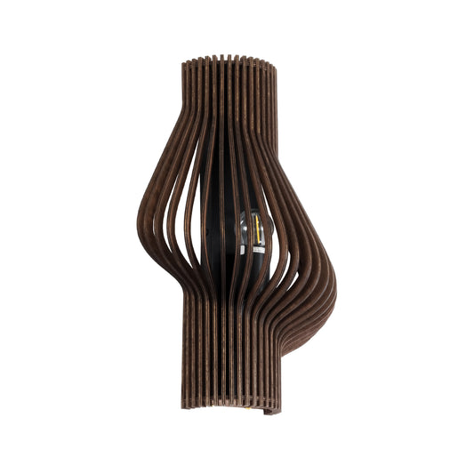 MIHIRO 02175 Boho Φωτιστικό Τοίχου - Απλίκα Μονόφωτο 1 x E27 AC 220-240V IP20 - Μ25 x Π13 x Υ40cm - Καφέ Σκούρο Ξύλινο Πλέγμα