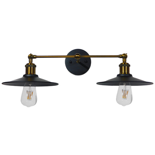 MINIMALL 01069 Vintage Φωτιστικό Τοίχου - Απλίκα με Ντουί 2 x E27 AC 220-240V IP20 - Μαύρο & Χρυσό - Μ30 x Π60 x Υ18