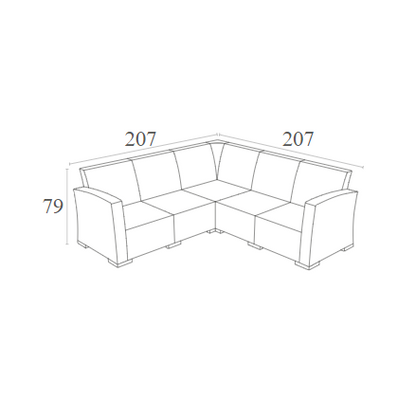 MONACO DARK GREY ΓΩΝΙΑ ΠΟΛ/ΝΙΟΥ 207x207x79