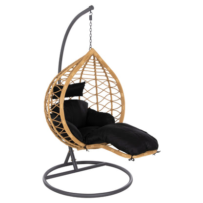 ΜΟΝΗ ΚΡΕΜΑΣΤΗ ΦΩΛΙΑ ME ΥΠΟΠΟΔΙΟ GRACIE ΜΠΕΖ ΣΥΝΘ. RATTAN ΓΚΡΙ ΜΕΤΑΛ. ΣΚΕΛΕΤΟΣ Φ104x200