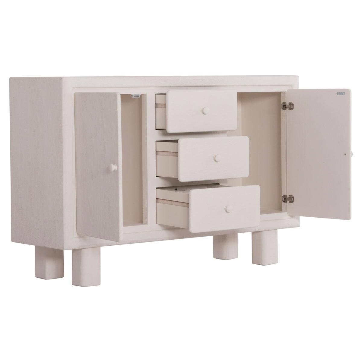 ΜΠΟΥΦΕΣ SANTORINI MDF ΣΕ ΥΠΟΛΕΥΚΟ ΧΡΩΜΑ 3 ΣΥΡΤΑΡΙΑ & 2 ΠΟΡΤΕΣ 120x38x80