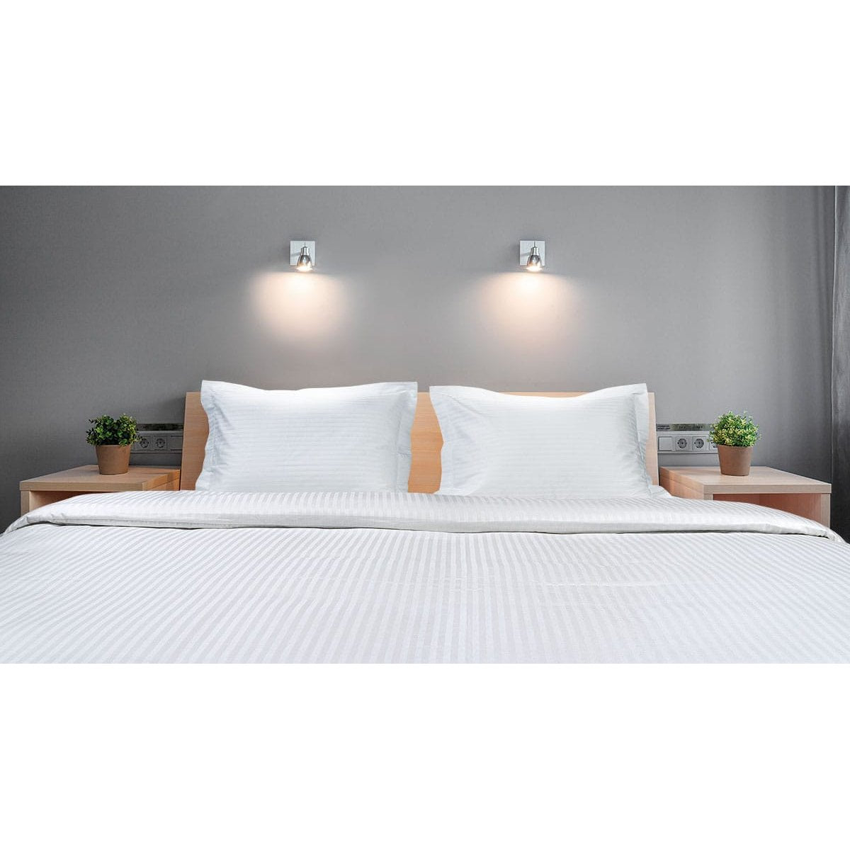 Μαξιλαροθήκη Ξενοδοχείου Oxford Ribbon Art Ε1231 230tc Satin Stripe Percal Pennie 70% Cot - 30% Pol 53x73+5εκ Λευκό