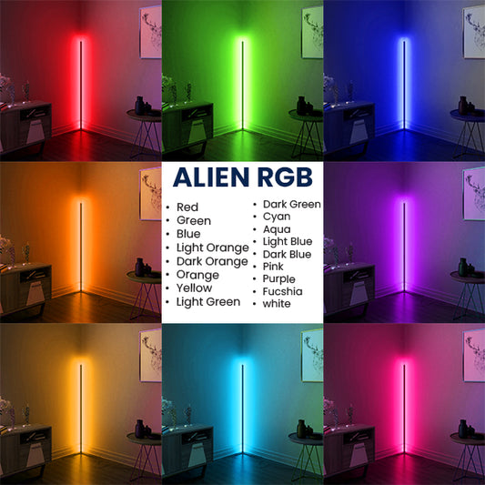 Μοντέρνο Minimal Επιδαπέδιο Μαύρο Φωτιστικό 100cm LED 16 Watt με Ασύρματο Χειριστήριο RF & Dimmer RGB Πολύχρωμο ALIEN Design GLOBO-100-8