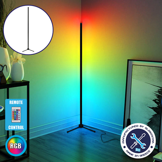 Μοντέρνο Minimal Επιδαπέδιο Μαύρο Φωτιστικό 200cm LED 32 Watt με Ασύρματο Χειριστήριο RF & Dimmer RGB ALIEN Design GLOBO-200-8