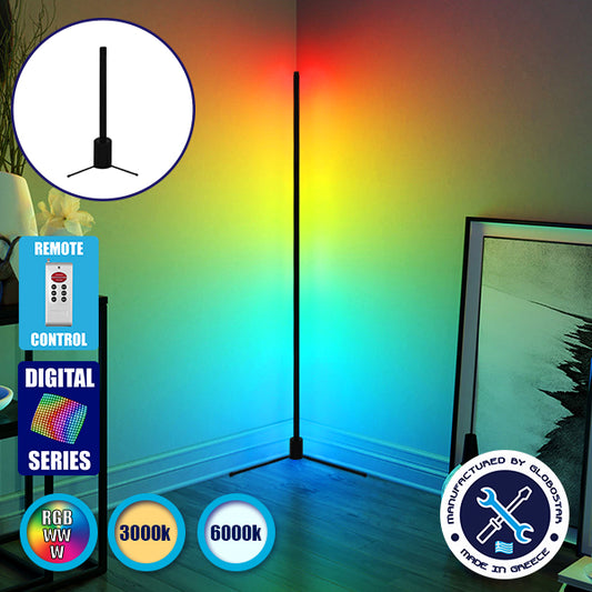 Μοντέρνο Minimal Επιτραπέζιο Μαύρο Φωτιστικό 50cm LED 8 Watt με Ασύρματο Χειριστήριο 2.4G RF & Dimmer RGBW+WW Πολύχρωμο Digital Magic Dot Pixel ALIEN Design GLOBO-50-11