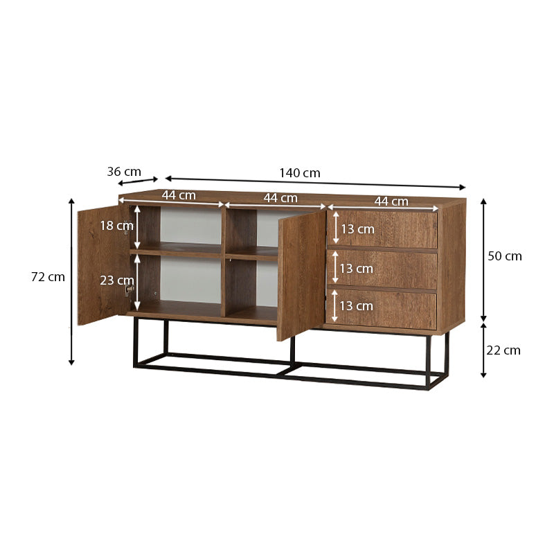 Μπουφές Amedeo από Μελαμίνη Χρώμα Καρυδί 140x36x72