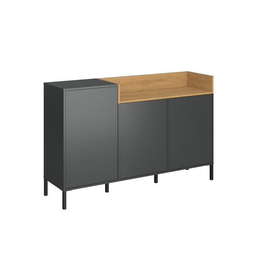 Μπουφές Beril Ανθρακί-Χρυσό Δρυς 155.1x42x98.6