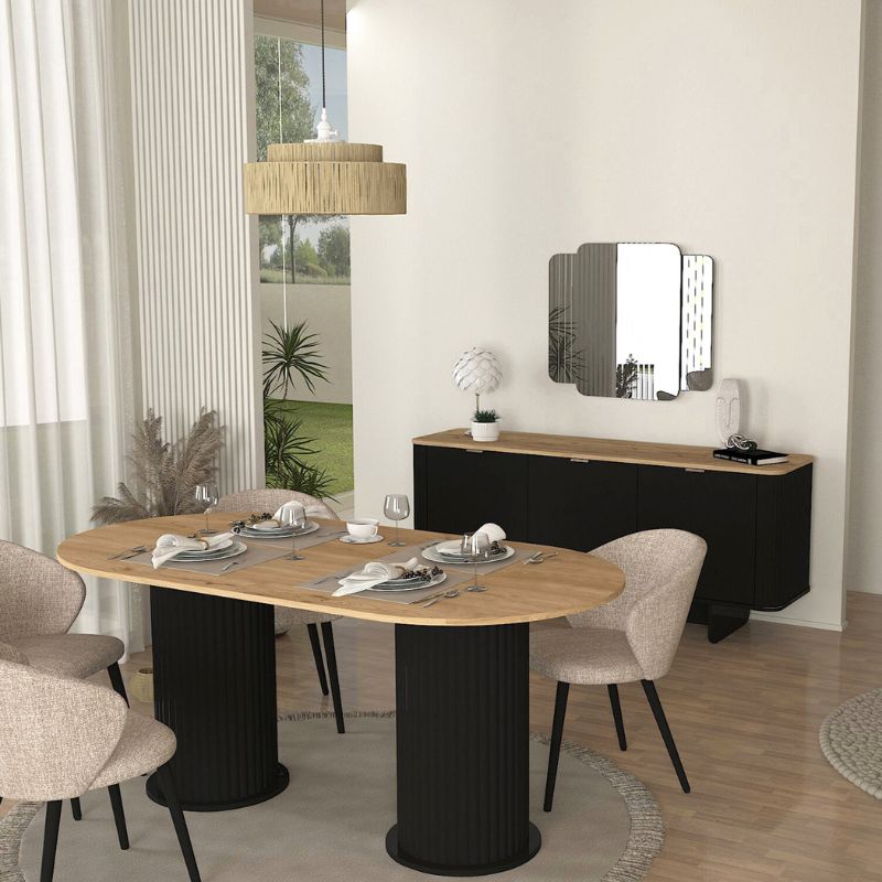 Μπουφές Bohema Χρώμα Μαύρο - Sepet Oak 180x47x76,6