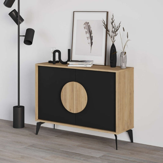 Μπουφές Gora Χρώμα Sapphire Oak - Silky Black 110x40x82