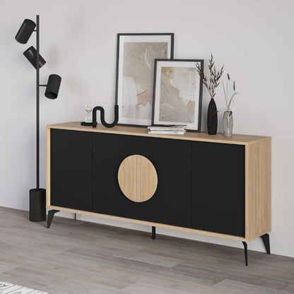Μπουφές Gora Χρώμα Sapphire Oak - Silky Black 180x40x82