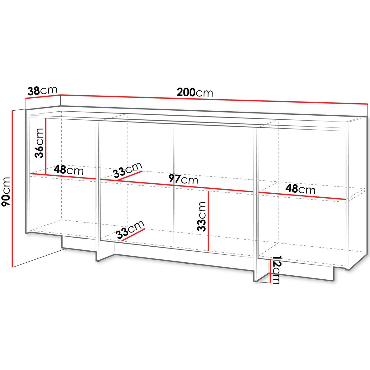 Μπουφές Japandi Καφέ 200x38x90