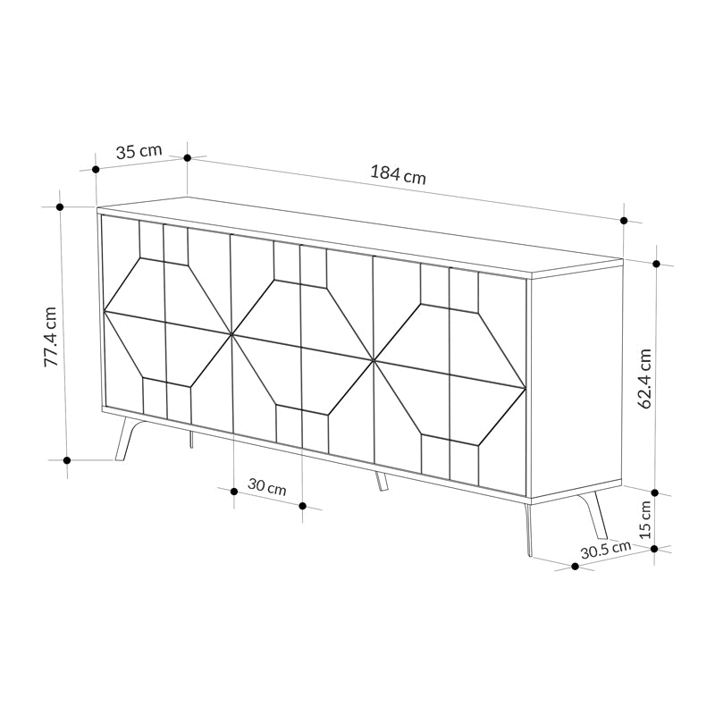 Μπουφές Μελαμίνης Dune Χρώμα Φυσικό Οξιάς 184x35x77,4