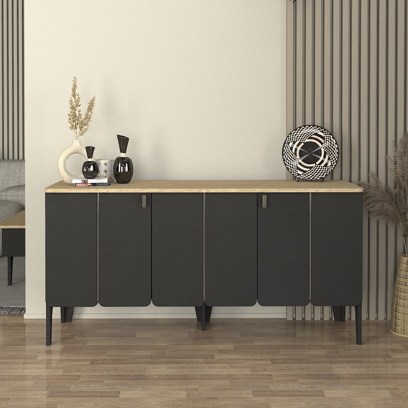 Μπουφές Pedro Χρώμα Ανθρακί - Rota Oak 150x45x75