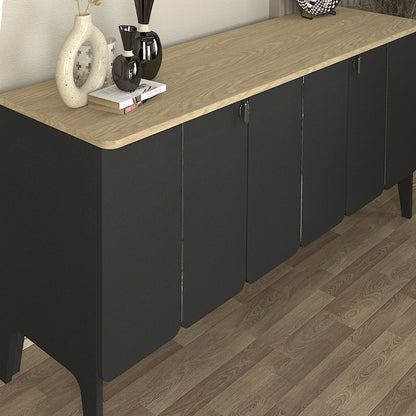 Μπουφές Pedro Χρώμα Ανθρακί - Rota Oak 150x45x75
