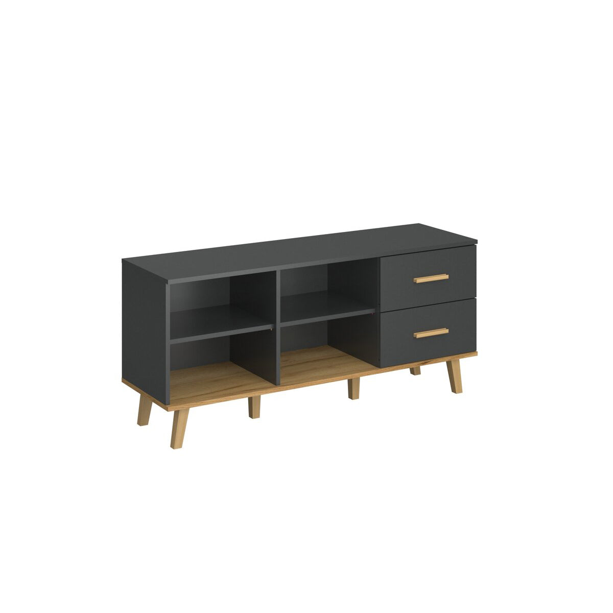 Μπουφές Pluton Ανθρακί-Χρυσό Δρυς 134.1x40x60.6