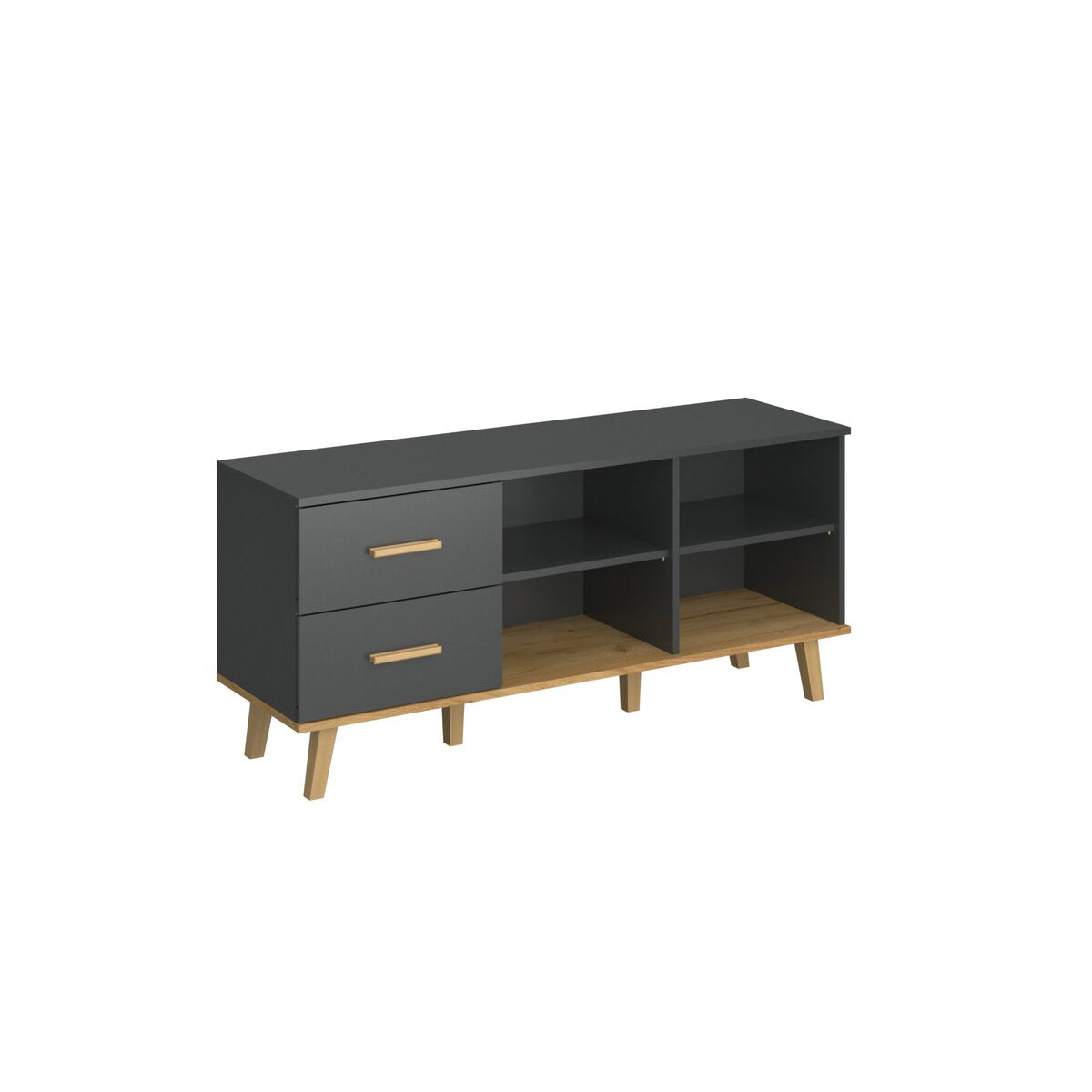 Μπουφές Pluton Ανθρακί-Χρυσό Δρυς 134.1x40x60.6
