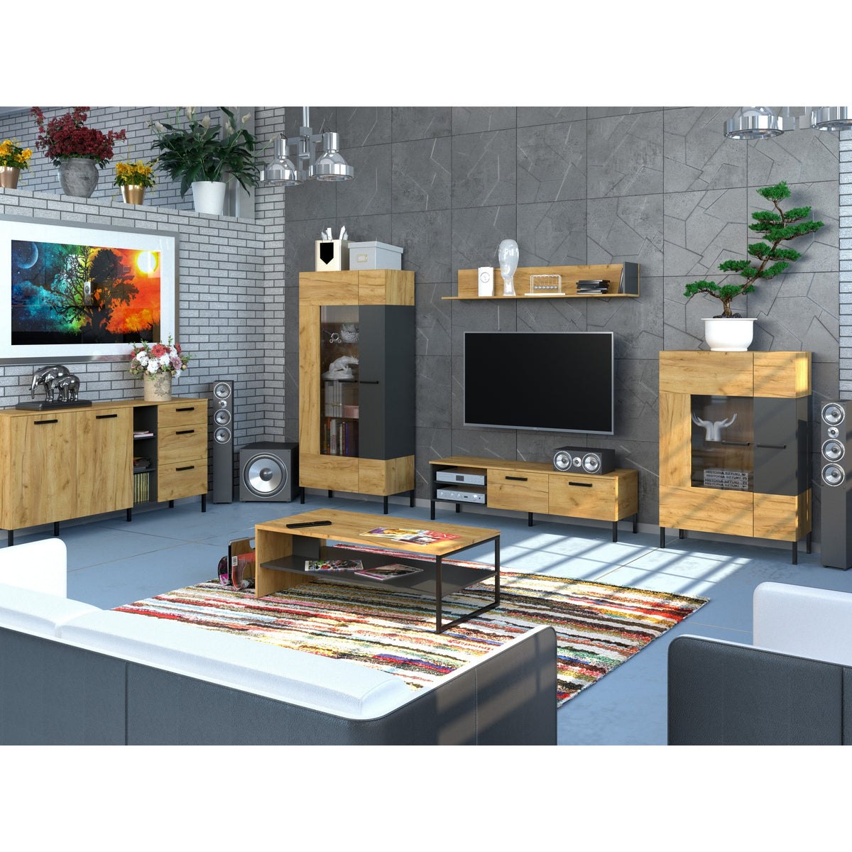 Μπουφές Santes Χρυσό Δρυς-Γραφίτη 155x42x92.5