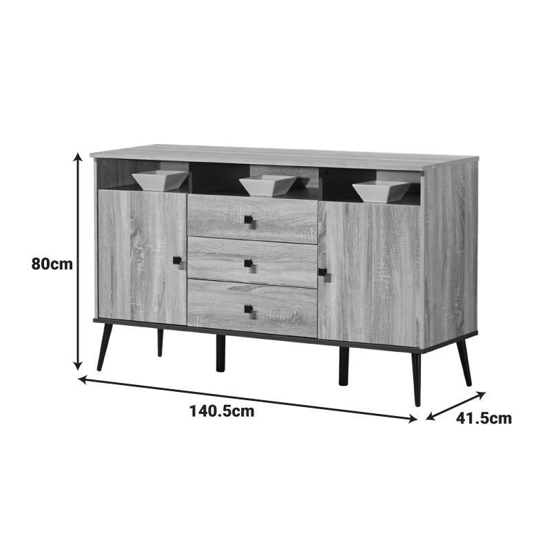 Μπουφές Zezan σε Sonoma-Ανθρακί Απόχρωση 140.5x41.5x80