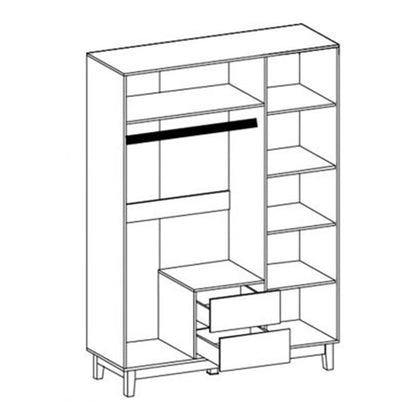 Ντουλάπα Awell Τρίφυλλη Sonoma-Λευκό 153.5x54.5x216