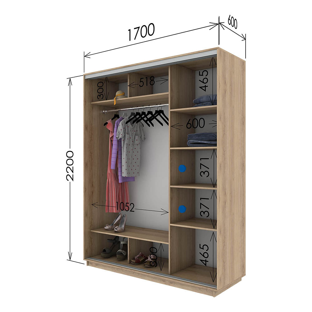 Ντουλάπα Diamont Λευκό 170x60x220